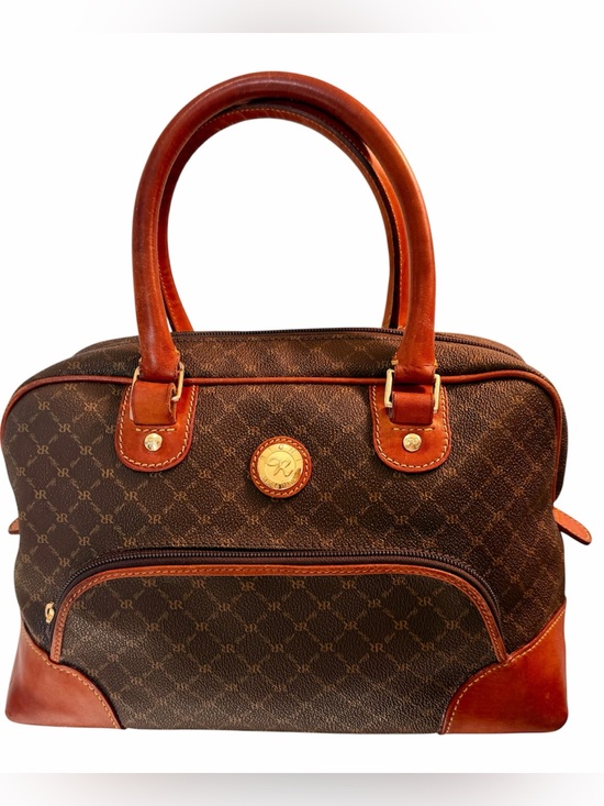 Rioni Handbags - Rioni Moda Italia Signature Monogram Coated Canvas Dome Satchel Bag, Preppy